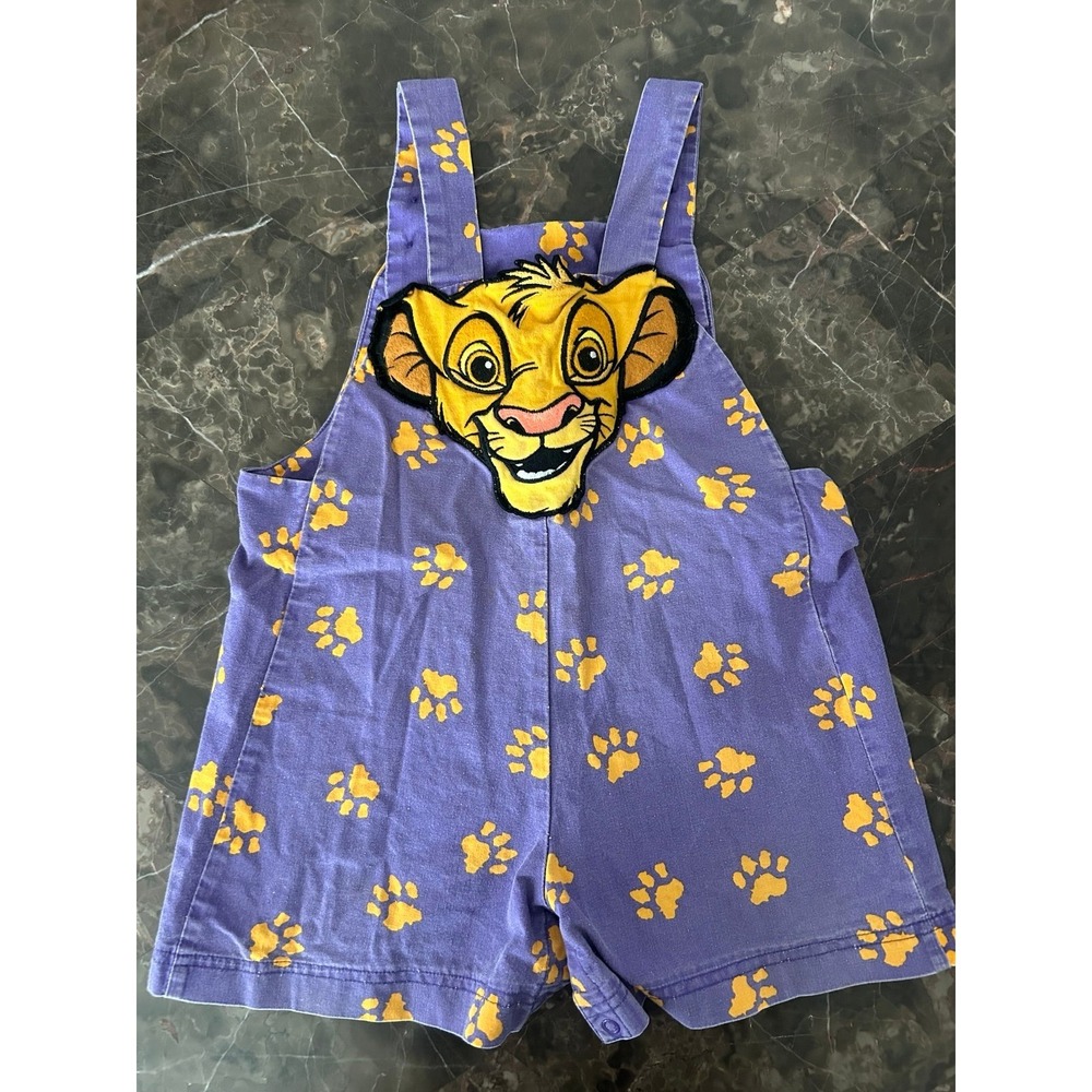 Vintage Y2K Lion King Simba Romper Jumpsuit Overalls 3T Toddler Purple